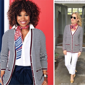 Oprah Magazine Collection for Talbots striped button front Cardigan‎ XL P